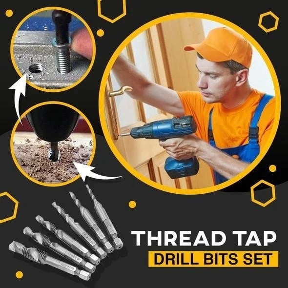Thread Tap Drill Bits Set 6 Pieces For Precision Tapping
