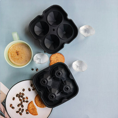Diamond Ice Mold Flexible Silicone Tray With 4 Large Holes