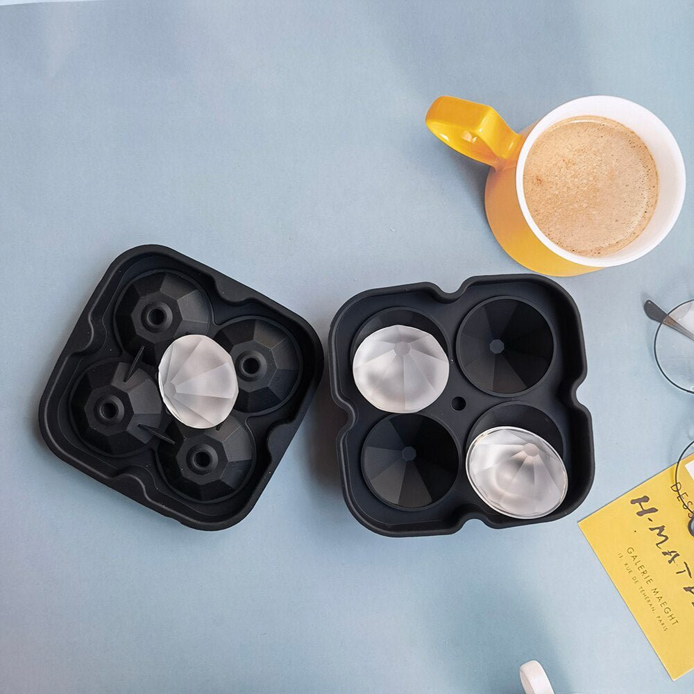 Diamond Ice Mold Flexible Silicone Tray With 4 Large Holes