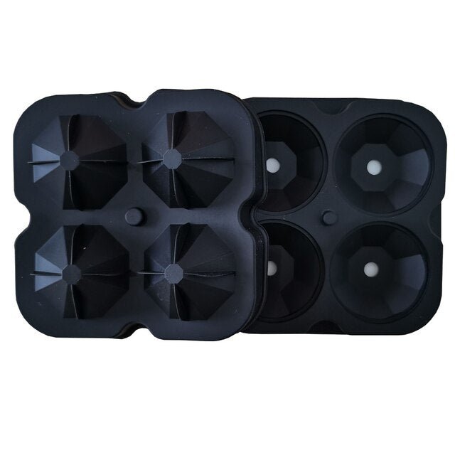Diamond Ice Mold Flexible Silicone Tray With 4 Large Holes