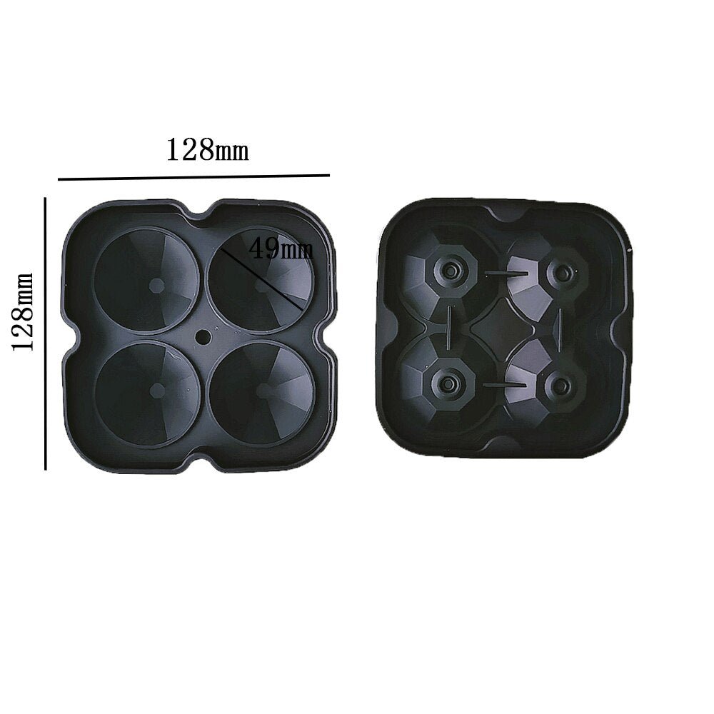 Diamond Ice Mold Flexible Silicone Tray With 4 Large Holes