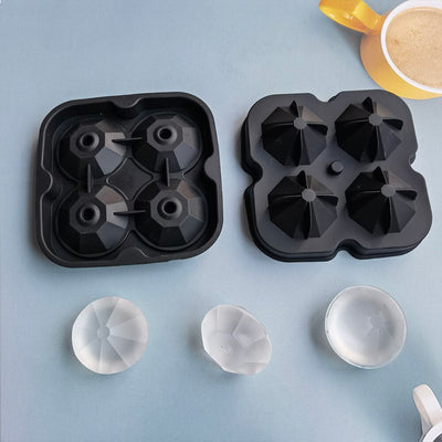 Diamond Ice Mold Flexible Silicone Tray With 4 Large Holes