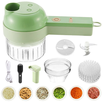 Electric Vegetable Cutter 4 In 1 Handheld Fruit And Veggie Chopper