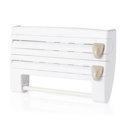 Plastic Wrap Dispenser 4 In 1 Kitchen Roll Holder Organizer