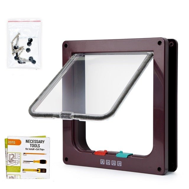 Security Lock Cat Flap Door 4 Way For Interior Exterior Use