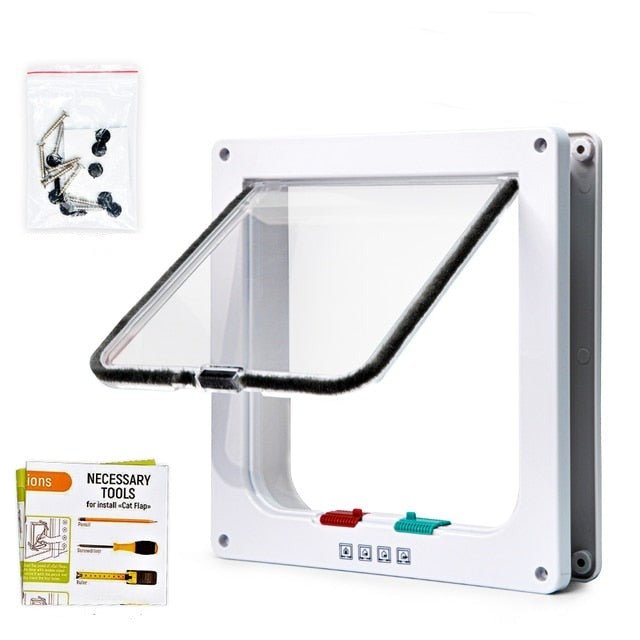 Security Lock Cat Flap Door 4 Way For Interior Exterior Use