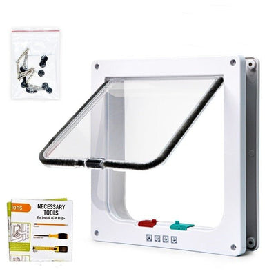 Security Lock Cat Flap Door 4 Way For Interior Exterior Use