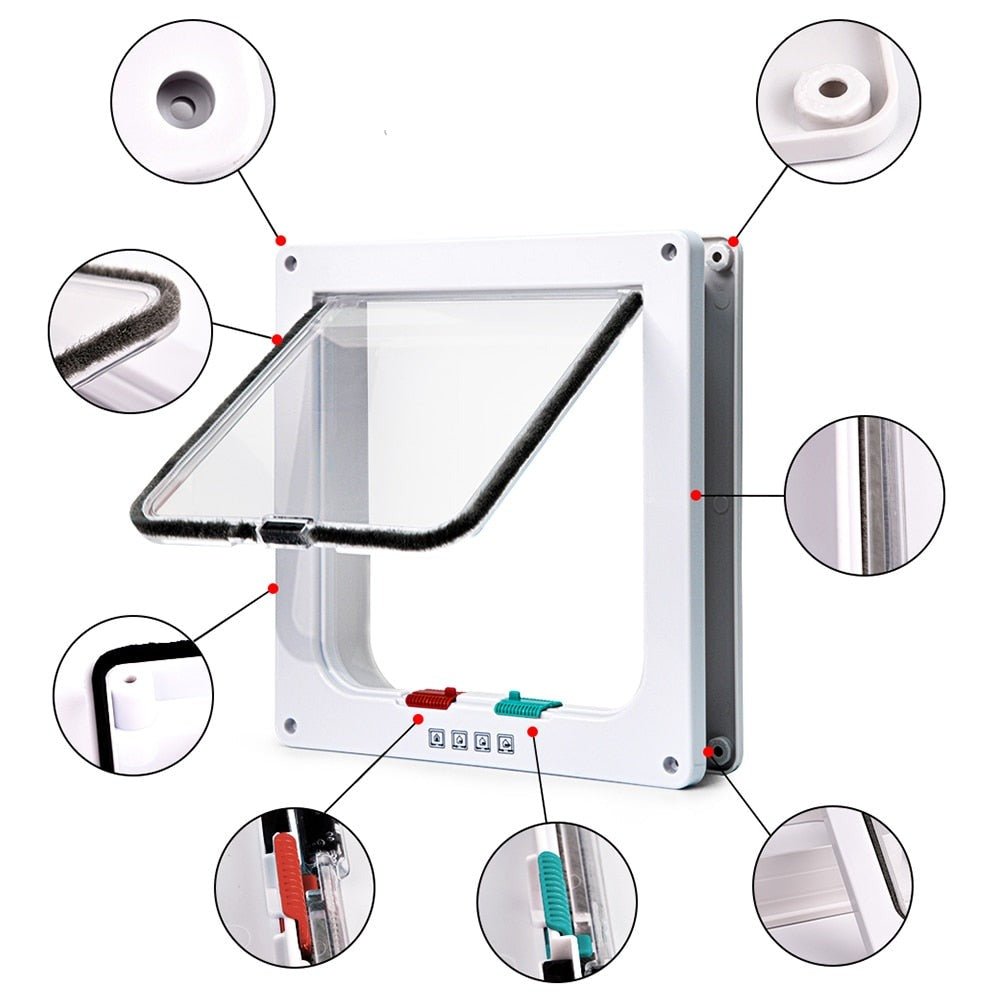 Security Lock Cat Flap Door 4 Way For Interior Exterior Use