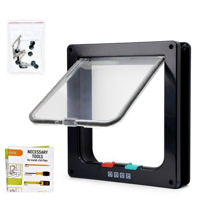 Security Lock Cat Flap Door 4 Way For Interior Exterior Use