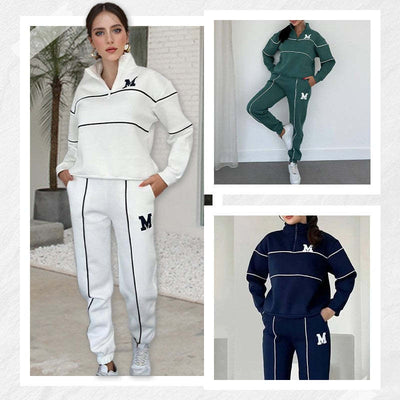 Women's Casual Two Piece Set Long Sleeve Letter M Design