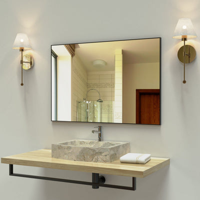 Bathroom Mirror With Storage Rack Rectangular Hanging 40x30 Inch