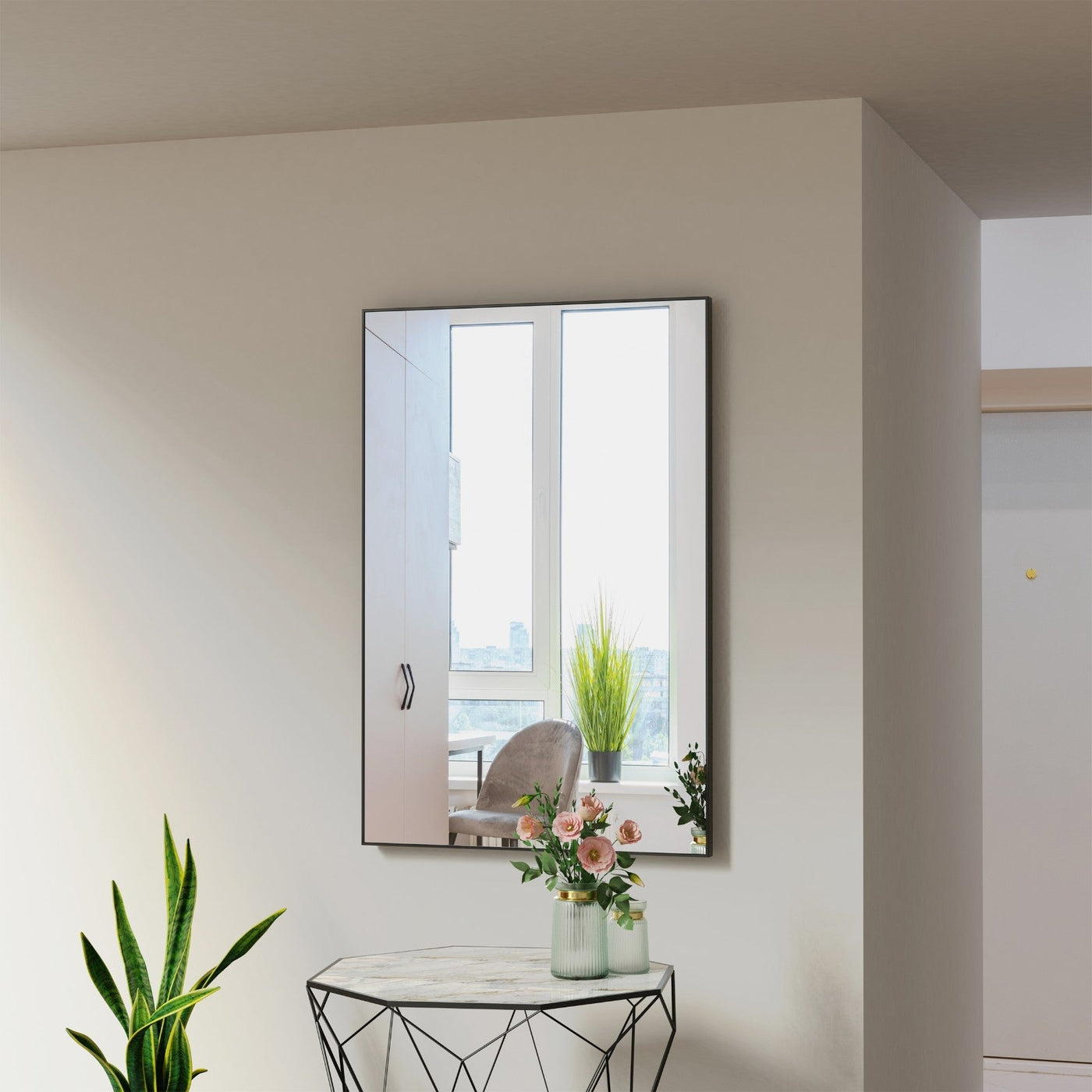 Bathroom Mirror With Storage Rack Rectangular Hanging 40x30 Inch