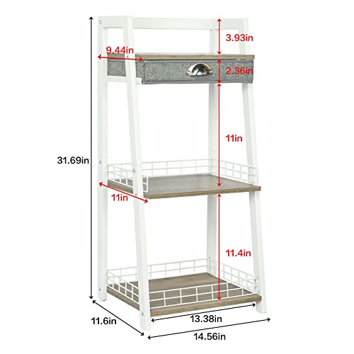 Bathroom Ladder Shelf With Drawer Floor Storage Organizer