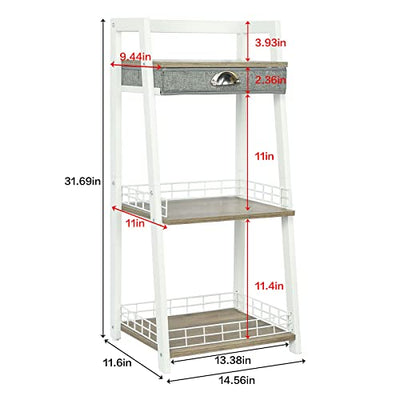 Bathroom Ladder Shelf With Drawer Floor Storage Organizer