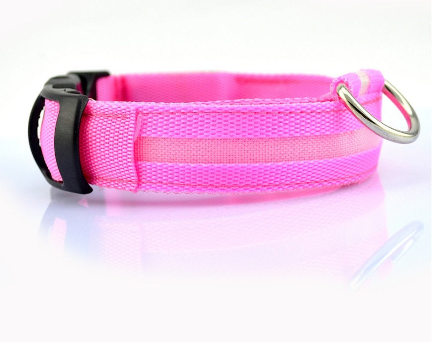 Nylon LED Dog Collar Adjustable Luminous Safety Glow Night Light