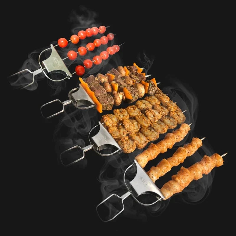 3 Way Grill Skewers Set For Versatile Outdoor Barbecue Cooking