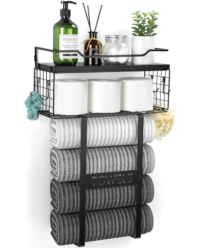 Bathroom Towel Rack Wall Mounted Bath Towel Storage Holder Set