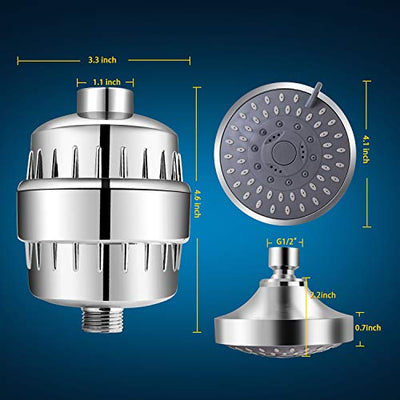 Shower Head And Filter Combo With 15 Stage Water Purification