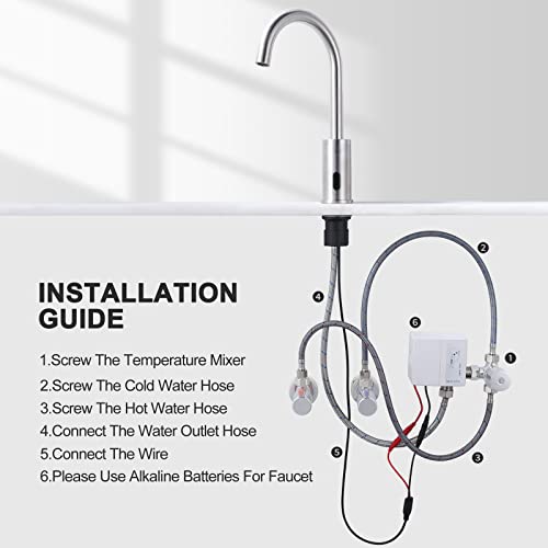 Touchless Bathroom Faucet Tall Automatic Waterfall Sink Faucet