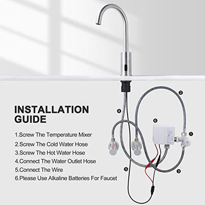 Touchless Bathroom Faucet Tall Automatic Waterfall Sink Faucet