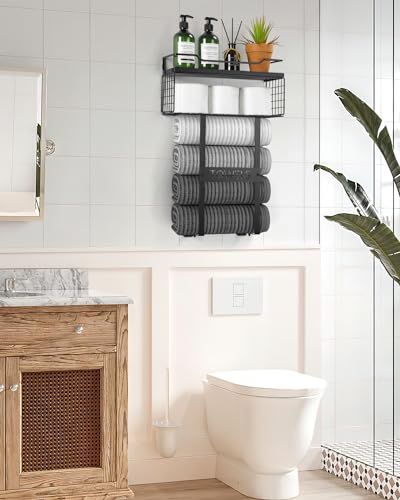 Bathroom Towel Rack Wall Mounted Bath Towel Storage Holder Set