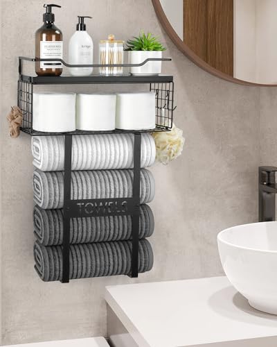 Bathroom Towel Rack Wall Mounted Bath Towel Storage Holder Set