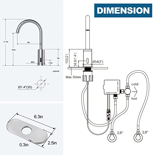 Touchless Bathroom Faucet Tall Automatic Waterfall Sink Faucet