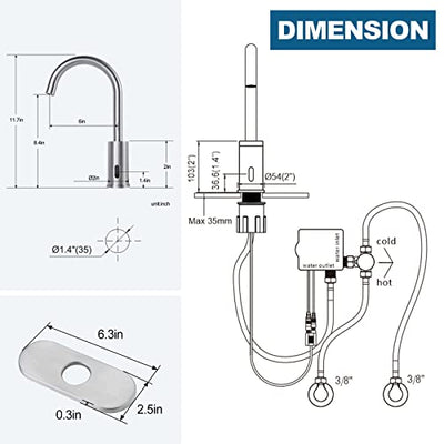 Touchless Bathroom Faucet Tall Automatic Waterfall Sink Faucet