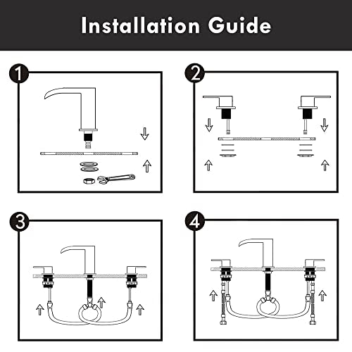 Waterfall Bathroom Faucet Matte Black Three Hole Sink Mixer
