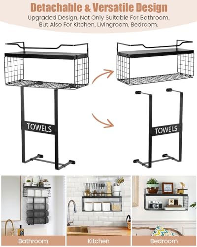Bathroom Towel Rack Wall Mounted Bath Towel Storage Holder Set
