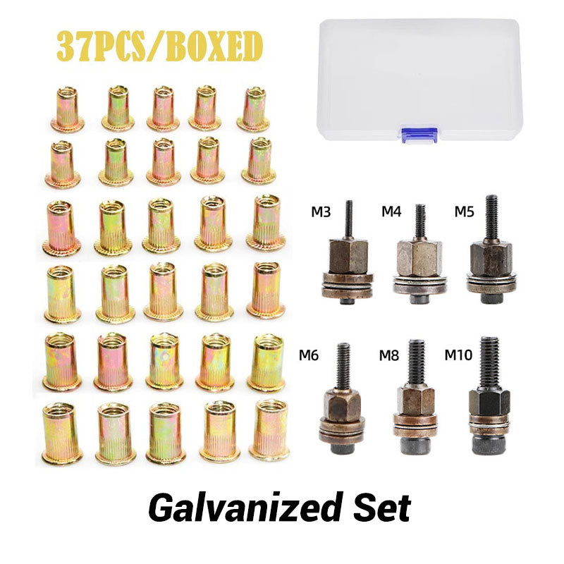 Flat Head Threaded Insert Nuts Set Rivet Fasteners Kit
