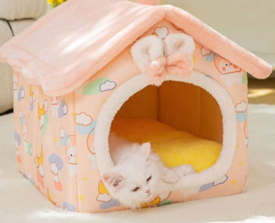 Foldable Dog House Warm Removable Nest Enclosed Pet Bed Sofa