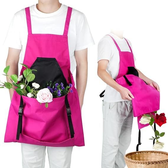 Cross Back Gardening Apron With Deep Kangaroo Pockets For Tools