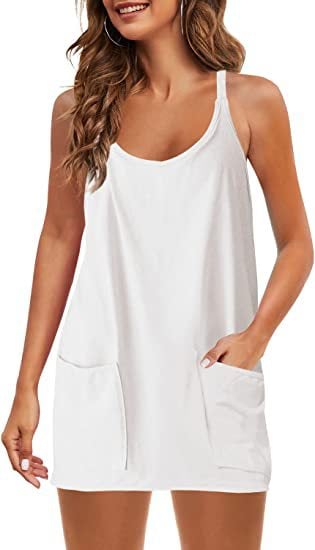 Casual Sleeveless Mini Dress With Built-In Shorts For Summer