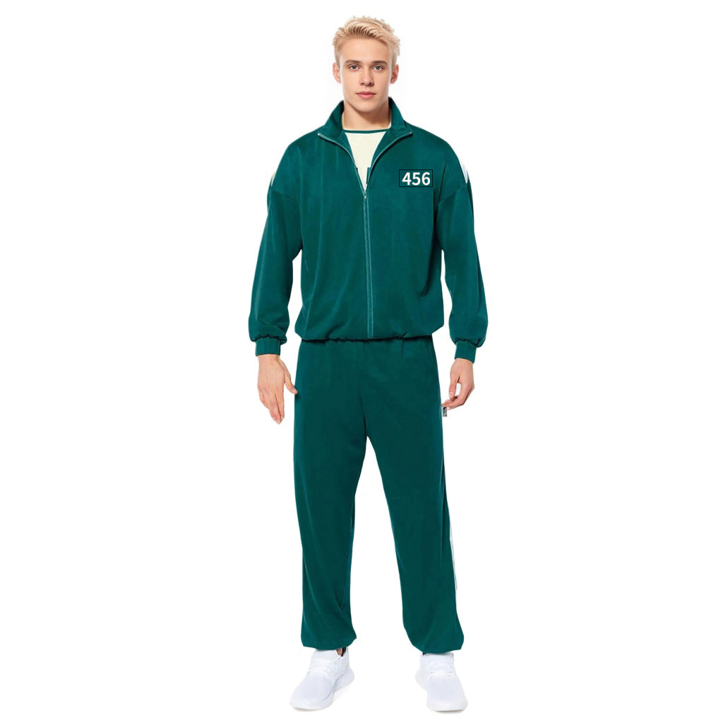 2 Players Tracksuit Costume Green Jacket And Pants Set Adult