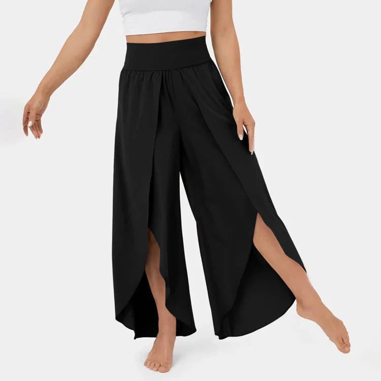 High Waisted Wide Leg Pants Split Casual Quick Dry Design