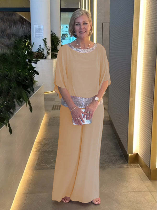 Elegant Colorblock Sequin Two-Piece Set For Stylish Occasions