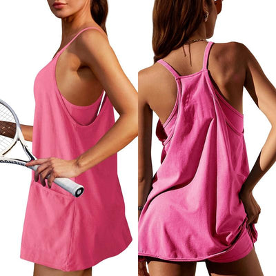Casual Sleeveless Mini Dress With Built-In Shorts For Summer