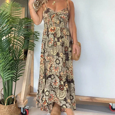 Women's Floral Spaghetti Strap Maxi Dress Long Elegant Summer Dress