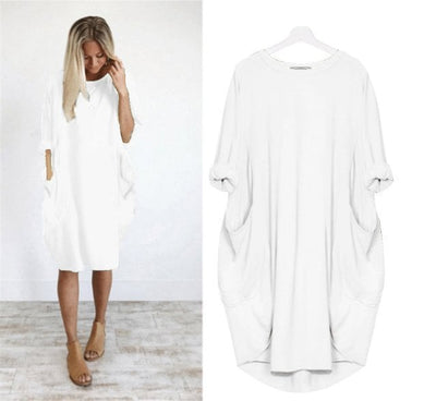 Long Sleeve Casual Loose Pocket Dress Comfortable Everyday Wear