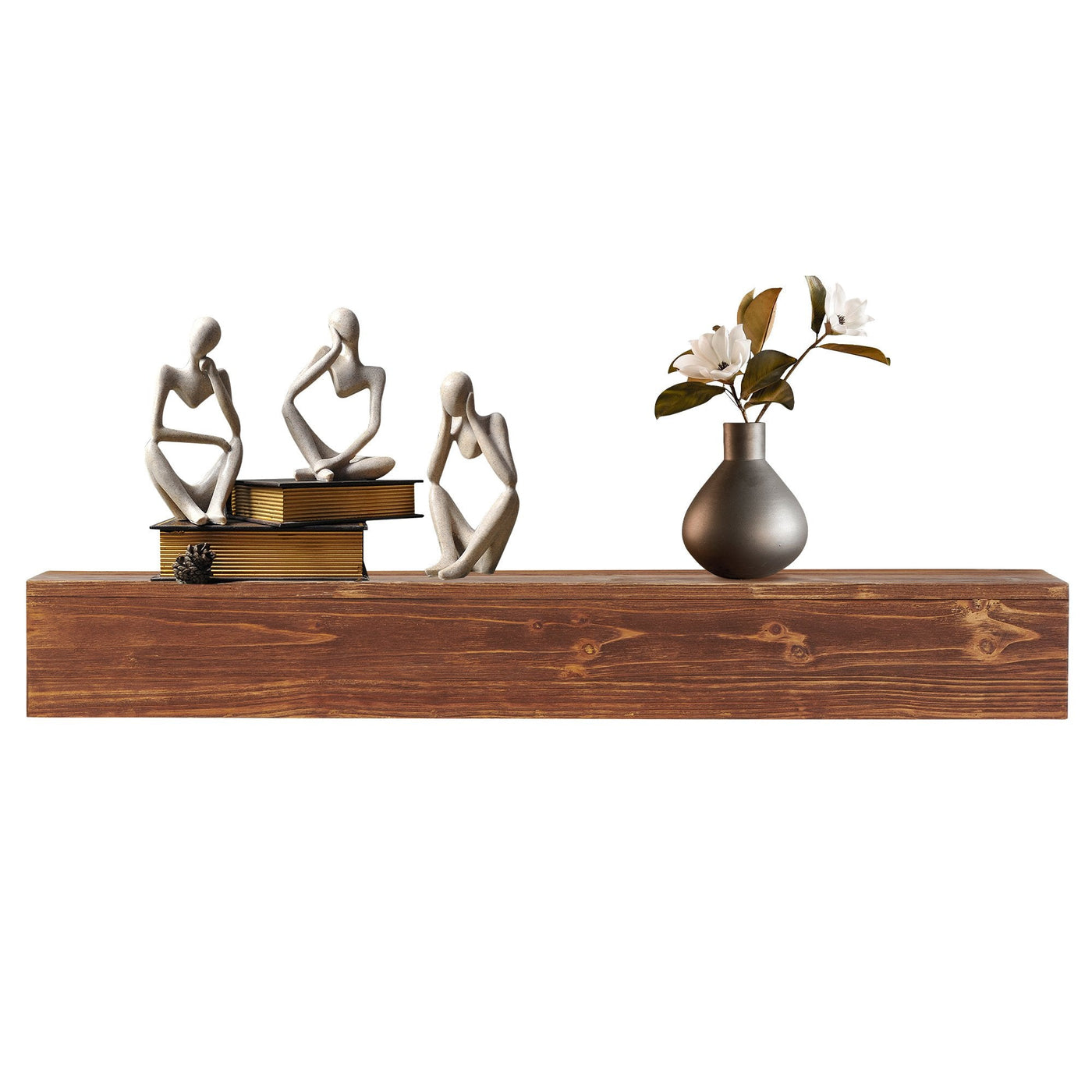 Rustic Wood Fireplace Mantel Floating Wall Mounted Shelf 48 Inch