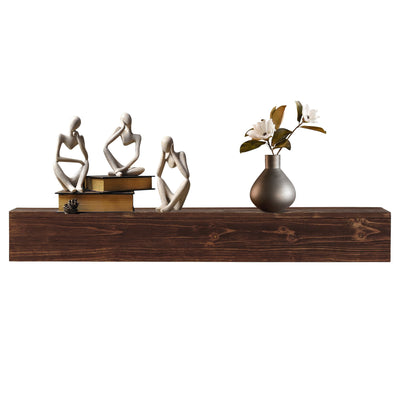 Rustic Wood Fireplace Mantel Floating Wall Mounted Shelf 48 Inch