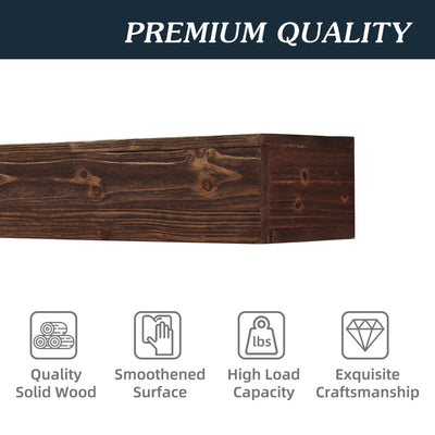 Rustic Wood Fireplace Mantel Floating Wall Mounted Shelf 48 Inch