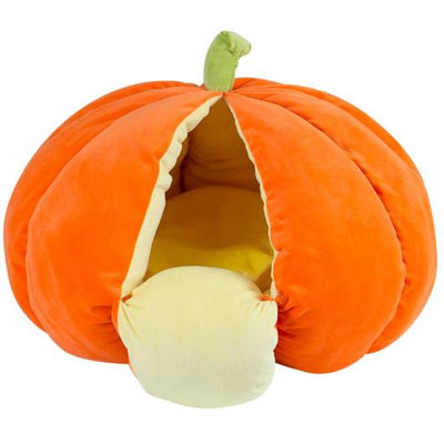 Pumpkin Cat Bed Cozy Soft Plush Cat Cave Bed Pet Nest