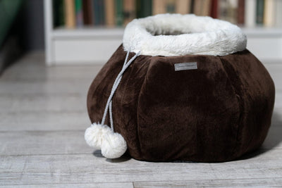 Cat Cave Bed Plush Soft Round Cozy Pet Tent For Cats