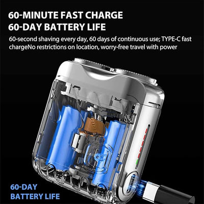 Portable Electric Shaver Dual Ring Rotary Cordless Razor