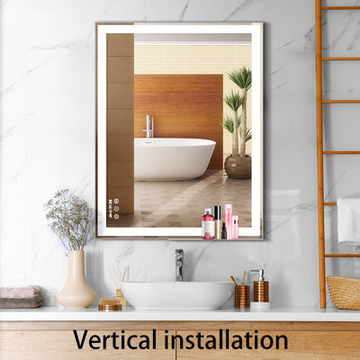 LED Bathroom Makeup Mirror Wall Mounted Adjustable Anti Fog Touch Switch