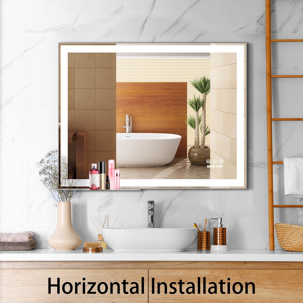 LED Bathroom Makeup Mirror Wall Mounted Adjustable Anti Fog Touch Switch