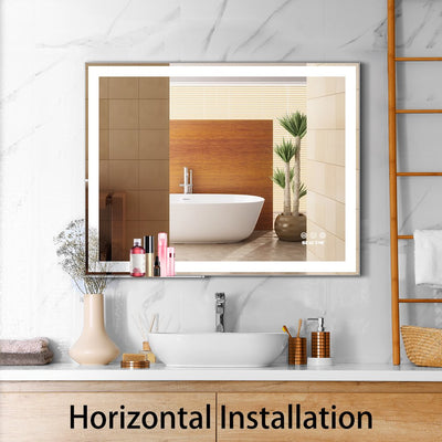 LED Bathroom Makeup Mirror Wall Mounted Adjustable Anti Fog Touch Switch