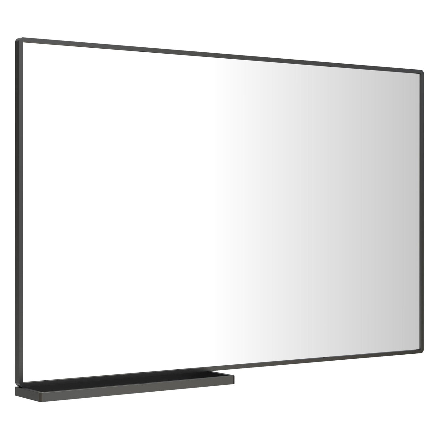 Modern Bathroom Mirror With Storage Rack Black Rectangular Wall Mirror 48x30 Inch